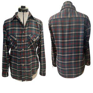 Vintage Genuine Roebucks Long Sleeve Flannel Shirt  Plaid Mens Medium 15-15 1/2